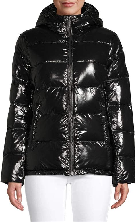 michael kors quilted leather hooded jacket|Michael Kors winter puffer jacket.